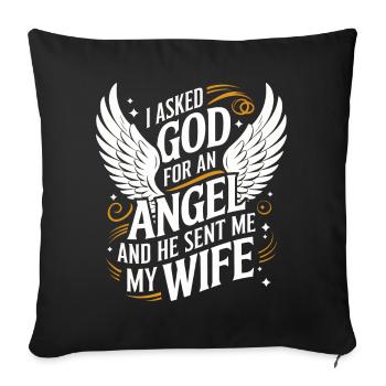 Femme Épouse Partenaire Famille Marié - Housse de coussin décorative 45 x 45 cm - noir - Devant