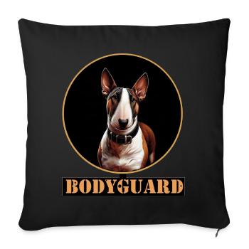 Bullterrier Hund Portrait Kreis - Sofakissenbezug 45 x 45 cm - Schwarz - Vorne