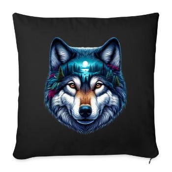 Wolf - Sofa pillowcase 17,3'' x 17,3'' (45 x 45 cm) - black - Front