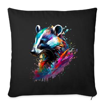 Blaireau peint - Housse de coussin décorative 45 x 45 cm - noir - Devant