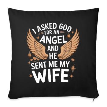 Frau Ehefrau Partnerin Familie Verheiratet - Sofakissenbezug 45 x 45 cm - Schwarz - Vorne