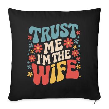 Femme Épouse Partenaire Famille Marié - Housse de coussin décorative 45 x 45 cm - noir - Devant