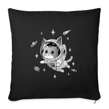 Astronaut Cat - Sofa pillowcase 17,3'' x 17,3'' (45 x 45 cm) - black - Front