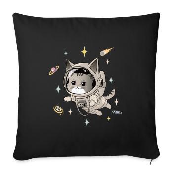 Astronaut Cat in Space - Sofa pillowcase 17,3'' x 17,3'' (45 x 45 cm) - black - Front
