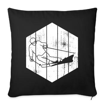 Dessin de skieur - Housse de coussin décorative 45 x 45 cm - noir - Devant