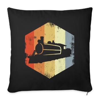 Retro Steam Locomotive - Sofa pillowcase 17,3'' x 17,3'' (45 x 45 cm) - black - Front