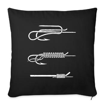 Fish Hook Knot Instruction WHITE - Sofa pillowcase 17,3'' x 17,3'' (45 x 45 cm) - black - Front