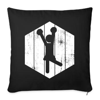 Drôle de pom-pom girl bonhomme allumette - Housse de coussin décorative 45 x 45 cm - noir - Devant