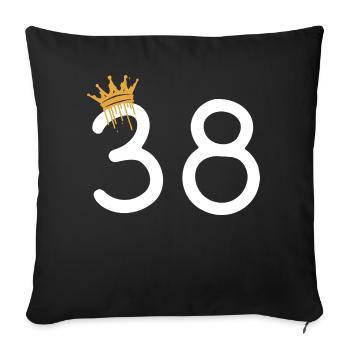 Elegant birthday number 38 with crown - Sofa pillowcase 17,3'' x 17,3'' (45 x 45 cm) - black - Front