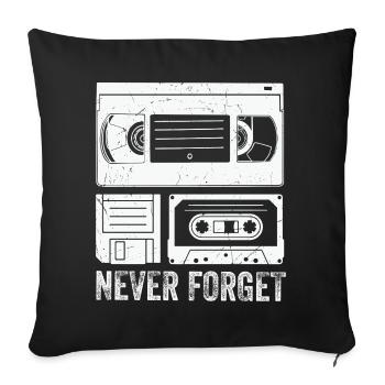 Cassette vintage n’oubliez jamais - Housse de coussin décorative 45 x 45 cm - noir - Devant