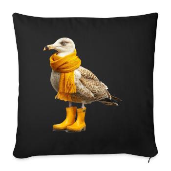 Albatross with rubber boots and scarf - Sofa pillowcase 17,3'' x 17,3'' (45 x 45 cm) - black - Front