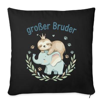 Big Brother Sloth & Elephant - Sofa pillowcase 17,3'' x 17,3'' (45 x 45 cm) - black - Front