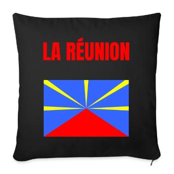 Reunion Island volcano flag t-shirt - Sofa pillowcase 17,3'' x 17,3'' (45 x 45 cm) - black - Front