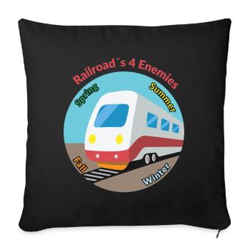 Vier Jahreszeiten Zug Motiv, immer unpünktlich - Sofakissenbezug 45 x 45 cm - Schwarz - Vorne