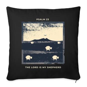Psalm 23 The Lord Is My Shepherd Sheep - Sofa pillowcase 17,3'' x 17,3'' (45 x 45 cm) - black - Front