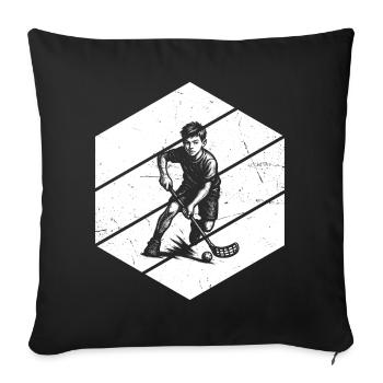 Klares Floorball Motiv für jeden Tag - Sofakissenbezug 45 x 45 cm - Schwarz - Vorne