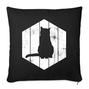 Croquis de chat - Housse de coussin décorative 45 x 45 cm - noir - Devant