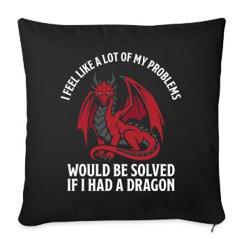 Problems Solved Dragon Lovers Fantasy - Sofa pillowcase 17,3'' x 17,3'' (45 x 45 cm) - black - Front