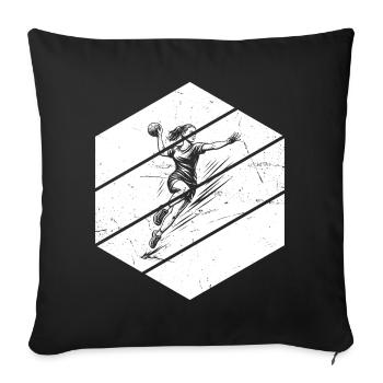 Iconisches Handball Motiv fuer Frauen - Sofakissenbezug 45 x 45 cm - Schwarz - Vorne
