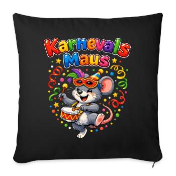 Karnevalsmaus Süßes Faschings-Motiv Geschenkidee - Sofakissenbezug 45 x 45 cm - Schwarz - Vorne