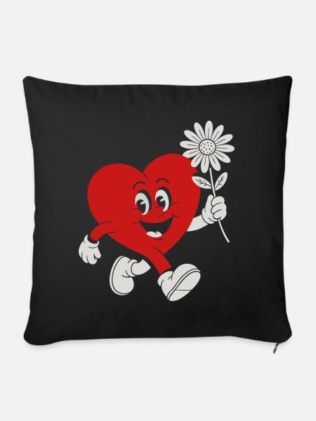 Herzheld mit Daisy - Sofakissenbezug 45 x 45 cm - Schwarz