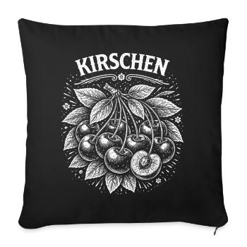 Kirschencluster Illustration - Sofakissenbezug 45 x 45 cm - Schwarz - Vorne