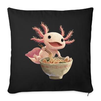 Nouilles ramen aux axolotls - Housse de coussin décorative 45 x 45 cm - noir - Devant