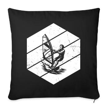 Clear windsurfing message - Sofa pillowcase 17,3'' x 17,3'' (45 x 45 cm) - black - Front