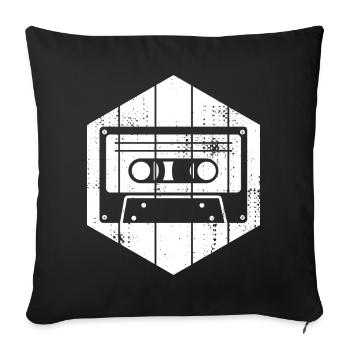 80er Jahre Kassette - Sofakissenbezug 45 x 45 cm - Schwarz - Vorne