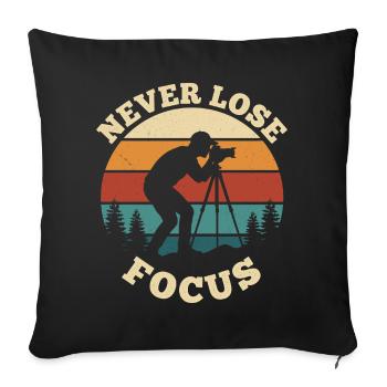 Ne jamais perdre la concentration – Design de photographie vintage - Housse de coussin décorative 45 x 45 cm - noir - Devant