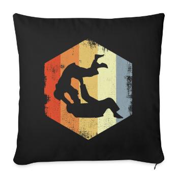 Vintage Judo Kämpfer - Sofakissenbezug 45 x 45 cm - Schwarz - Vorne