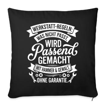 Règles de l’atelier adaptées à une faute de frappe - Housse de coussin décorative 45 x 45 cm - noir - Devant