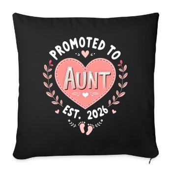 Aunt 2026 Aunt 2026 Promoted to Aunt 2026 - Sofa pillowcase 17,3'' x 17,3'' (45 x 45 cm) - black - Front