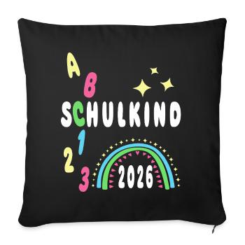 Schoolchild 2026 - neon 123 ABC - Sofa pillowcase 17,3'' x 17,3'' (45 x 45 cm) - black - Front