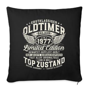 Cadeau d’anniversaire vintage 1977 - Housse de coussin décorative 45 x 45 cm - noir - Devant