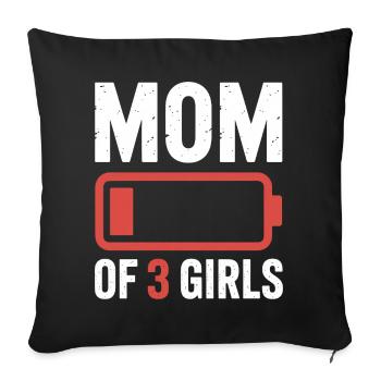 Mom of 3 Girls Battery Emblem - Sofa pillowcase 17,3'' x 17,3'' (45 x 45 cm) - black - Front