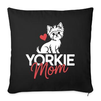 Yorkie Mom Herzlogo Design - Sofakissenbezug 45 x 45 cm - Schwarz - Vorne
