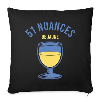 51 nuances de jaune - Pour les fans de pastis - Housse de coussin décorative 45 x 45 cm - noir - Devant
