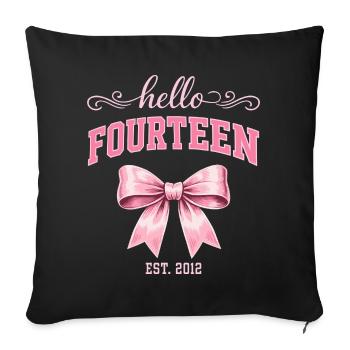 Hello Fourteen 14 Ans Est 2012 Anniversaire Nœud - Housse de coussin décorative 45 x 45 cm - noir - Devant