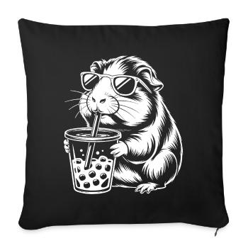 Meerschweinchen mit Sonnenbrille - Sofakissenbezug 45 x 45 cm - Schwarz - Vorne