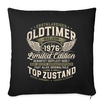 Oldtimer 1976 Baujahr 50. Geburtstag Geschenk - Sofakissenbezug 45 x 45 cm - Schwarz - Vorne