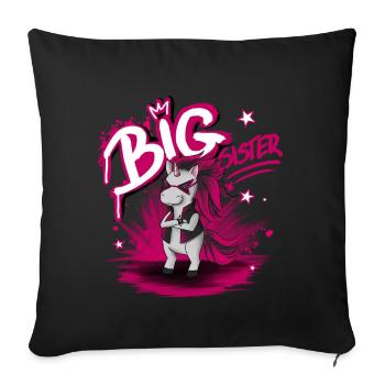 Big Sister Unicorn Neon - Sofa pillowcase 17,3'' x 17,3'' (45 x 45 cm) - black - Front