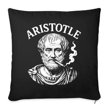 Portrait d’Aristote fumant une cigarette - Housse de coussin décorative 45 x 45 cm - noir - Devant