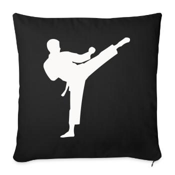 Coup de pied haut en silhouette d’arts martiaux - Housse de coussin décorative 45 x 45 cm - noir - Devant