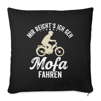 Mofa Moped Roller Mofafahrer Mofaroller - Sofakissenbezug 45 x 45 cm - Schwarz - Vorne