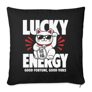 Lucky Energy Cool Cat - Sofakissenbezug 45 x 45 cm - Schwarz - Vorne