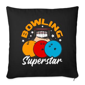 Quilles de boules de superstar du bowling - Housse de coussin décorative 45 x 45 cm - noir - Devant