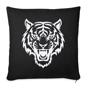 Stylized tiger head pattern - Sofa pillowcase 17,3'' x 17,3'' (45 x 45 cm) - black - Front