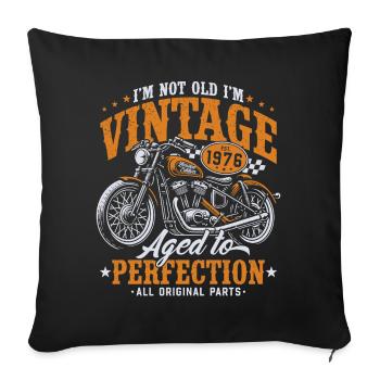 Cadeau d’anniversaire de moto vintage vintage 1976 - Housse de coussin décorative 45 x 45 cm - noir - Devant