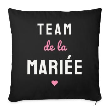 Team de la Mariée EVJF Coeur Mariage Fête Copines - Sofakissenbezug 45 x 45 cm - Schwarz - Vorne